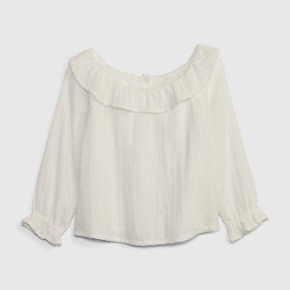 NWT GAP Toddler Girl Off-White Swiss Dot Ruffle Blouse Lined 100% Cotton Size 2T